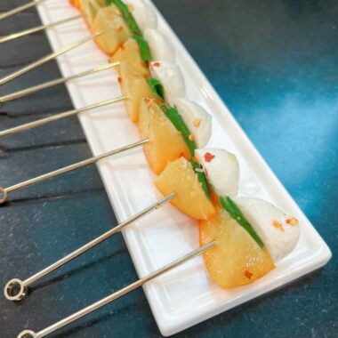 peach caprese skewers